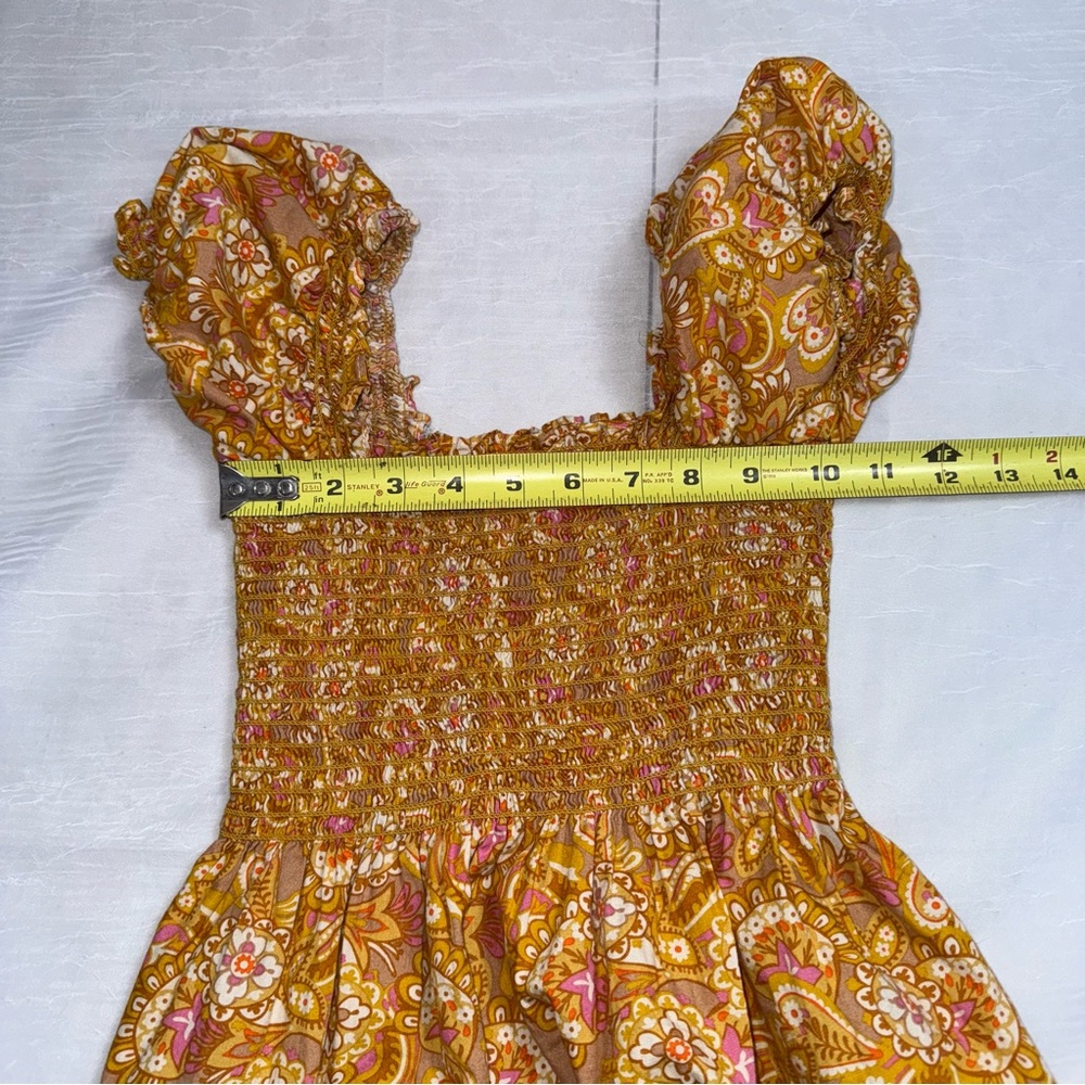 OPT Yellow Smocked Tiered Sundress with Flutter Sleeves Size XS - Picture 9 of 13
